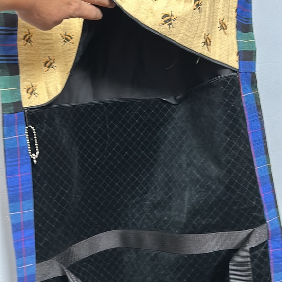 Vintage Nordic House Designs 90s Floral Plaid Velvet Hanging Garment Luggage Bag - Picture 11 of 16